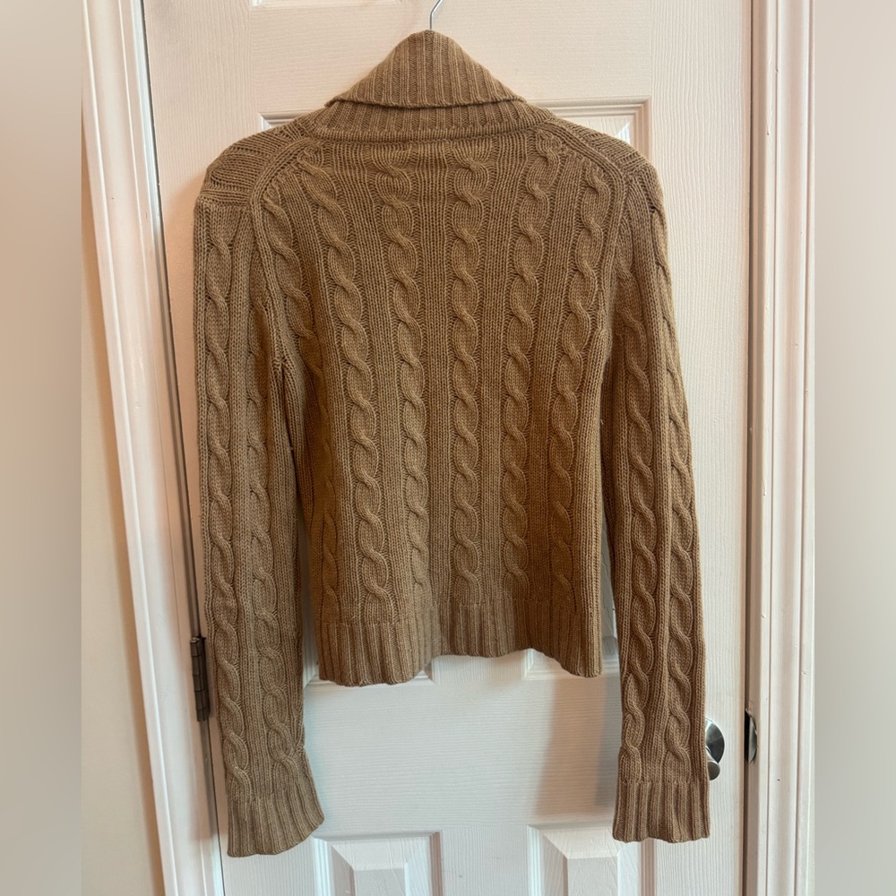 J CREW Wool Angora Cashmere Blend Cable Knit Turtleneck Sweater Size Medium - Picture 3 of 4